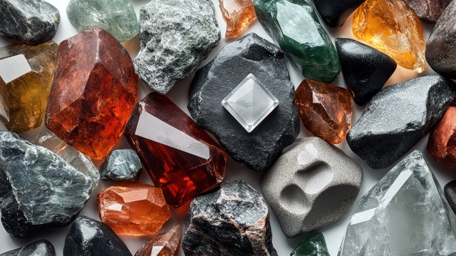 Colorful gemstones and rocks